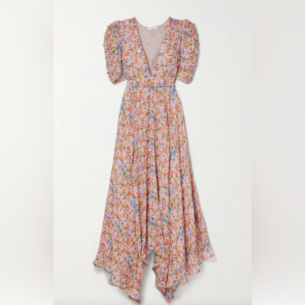 LoveShackFancy “Akira” embellished floral print dress